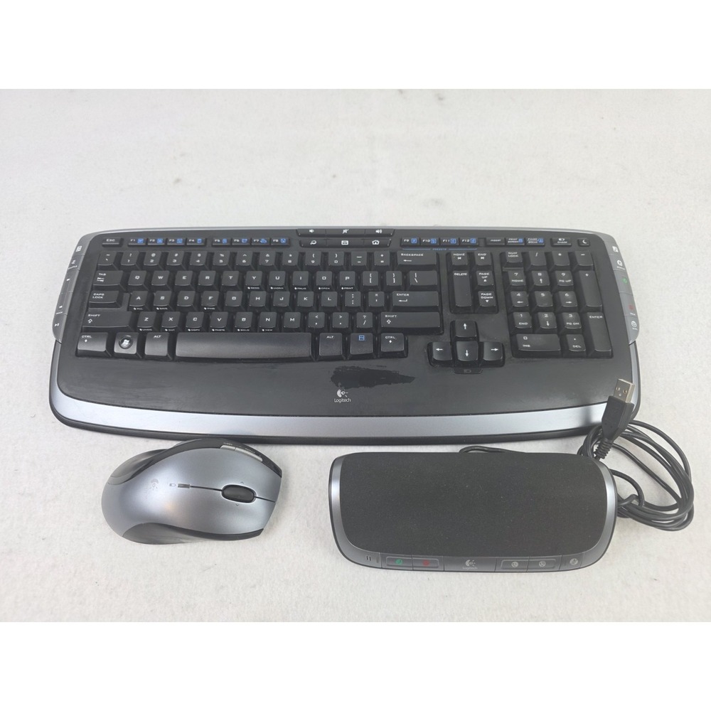Logitech EasyCall Cordless Desktop Wireless Keyboard Mouse‎ Speakerphone Combo